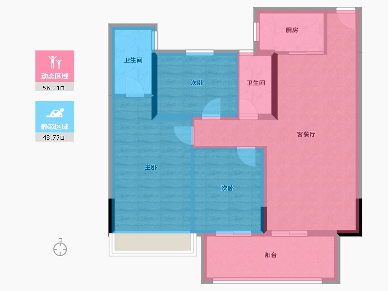 湖北省-宜昌市-公园大观-89.70-户型库-动静分区