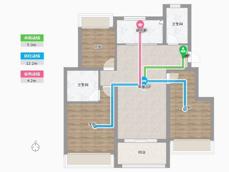 江苏省-扬州市-卓越晴翠-82.40-户型库-动静线