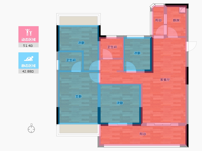 湖北省-荆州市-鼎仁公园雅集-83.05-户型库-动静分区