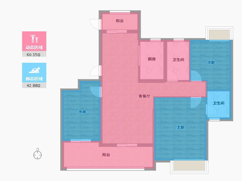 湖北省-宜昌市-四季港湾-92.50-户型库-动静分区