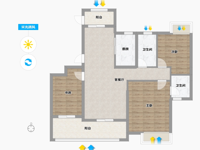 湖北省-宜昌市-四季港湾-92.50-户型库-采光通风