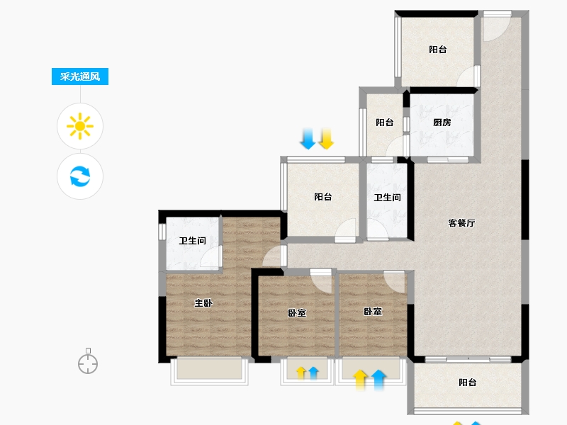 广东省-湛江市-廉江碧桂园大成花园-110.30-户型库-采光通风