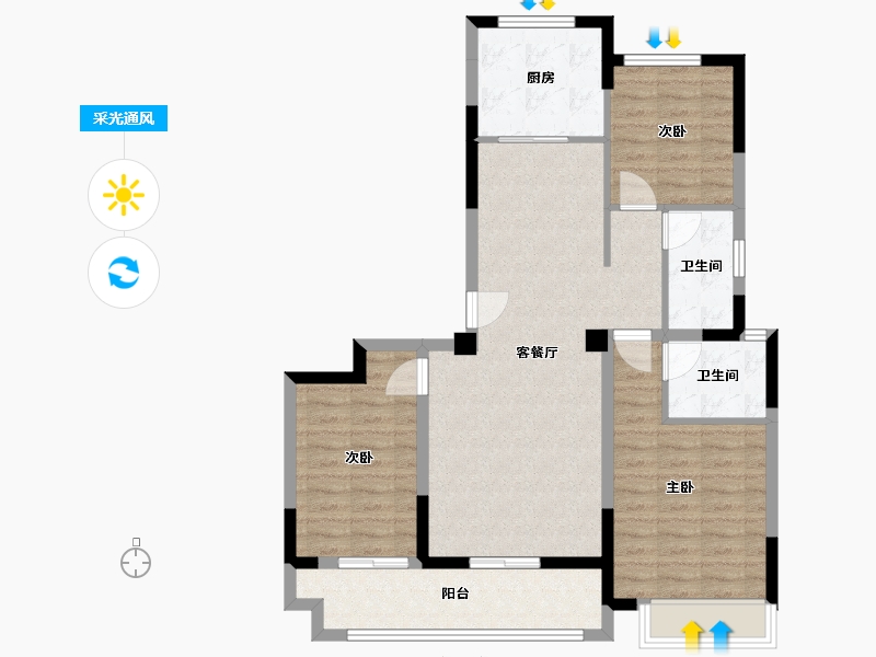 浙江省-湖州市-祥和花苑-90.00-户型库-采光通风