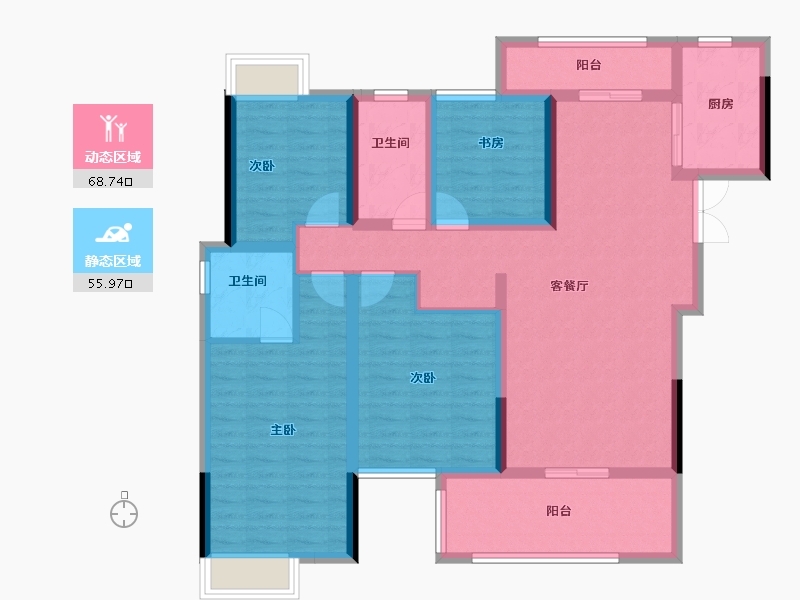 湖北省-宜昌市-弘洋·新都汇-110.50-户型库-动静分区