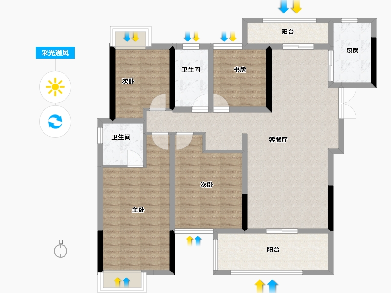 湖北省-宜昌市-弘洋·新都汇-110.50-户型库-采光通风