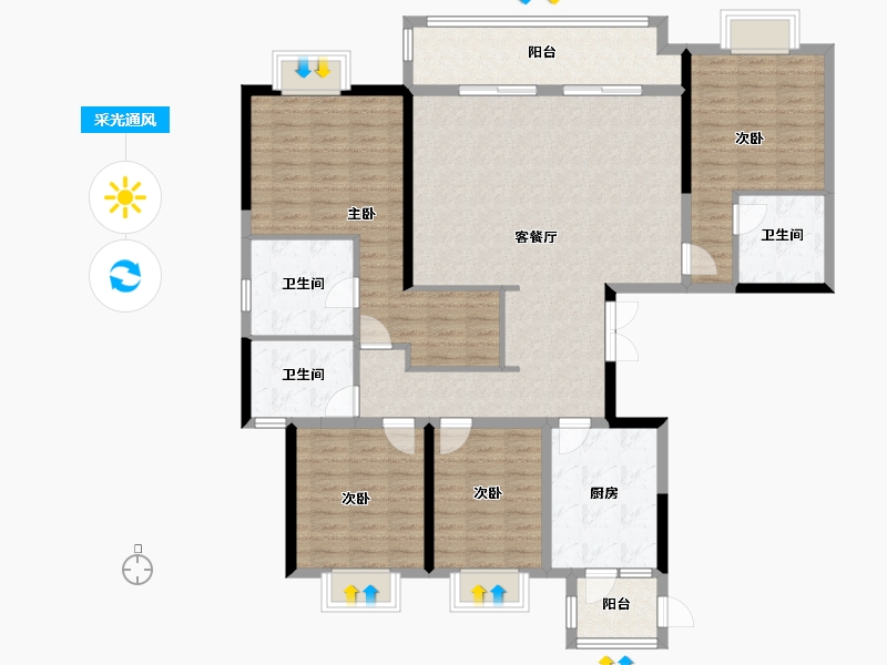 江西省-赣州市-富力现代城-137.60-户型库-采光通风