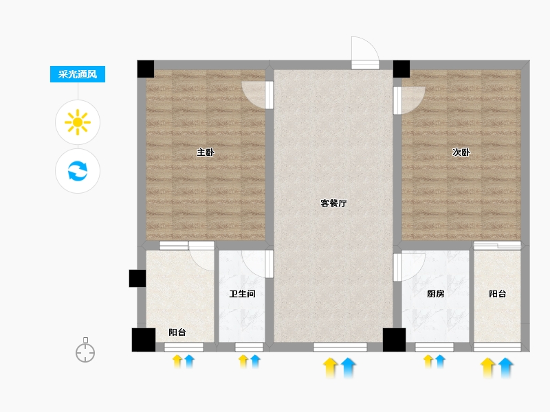 湖北省-宜昌市-鑫源人才公寓-76.70-户型库-采光通风