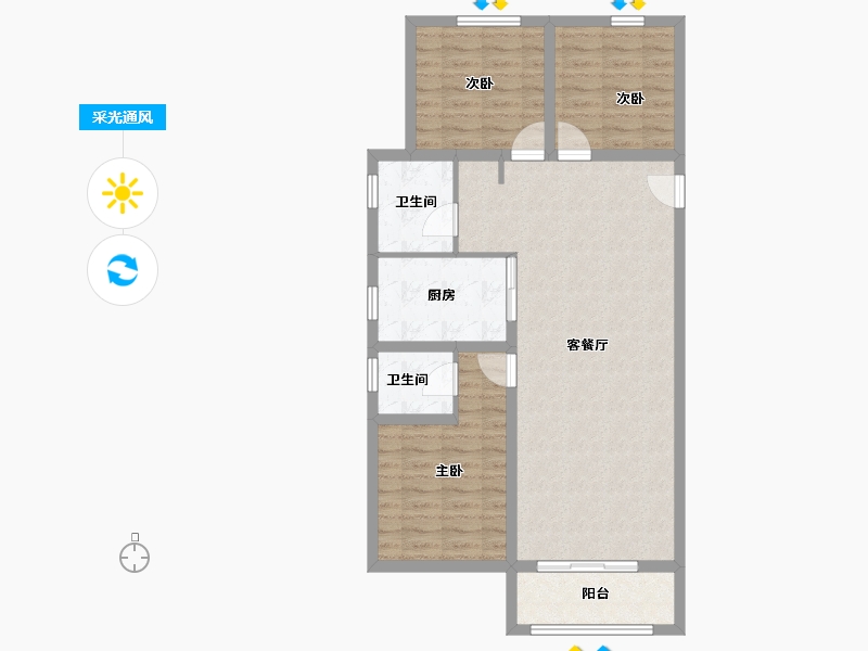 陕西省-榆林市-汇兴花园-87.49-户型库-采光通风