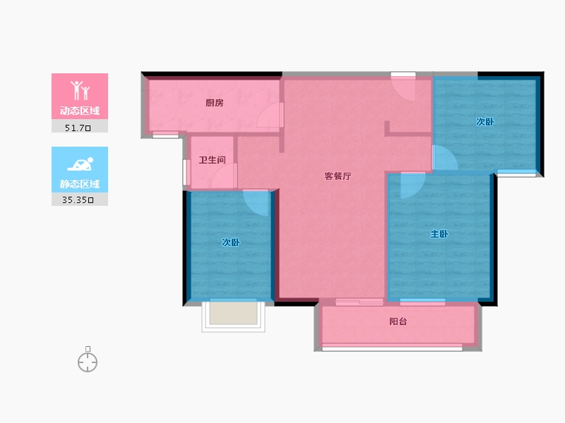 湖北省-宜昌市-福星惠誉金色华府-78.40-户型库-动静分区