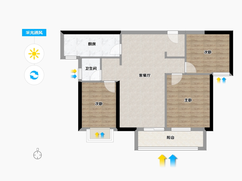 湖北省-宜昌市-福星惠誉金色华府-78.40-户型库-采光通风