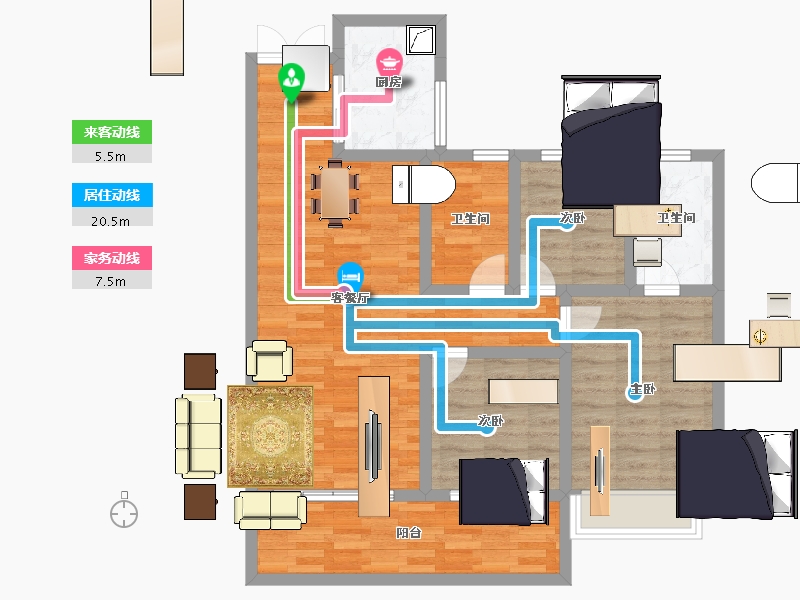 江苏省-淮安市-碧桂园水沐·云顶-88.01-户型库-动静线