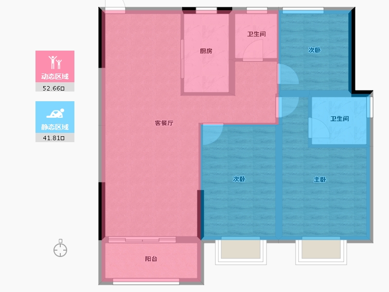 陕西省-榆林市-盛景蘭亭-84.88-户型库-动静分区