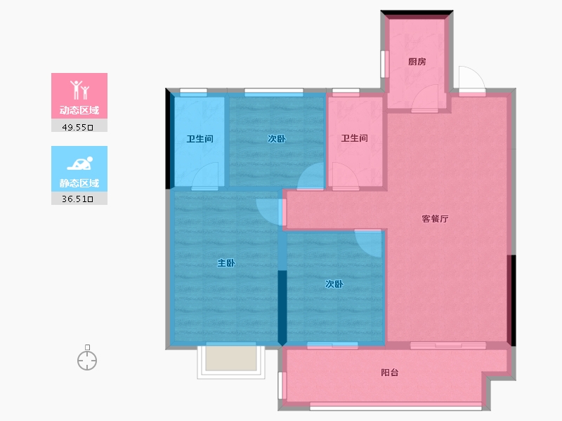 江西省-赣州市-星州润达城·璟园-77.61-户型库-动静分区