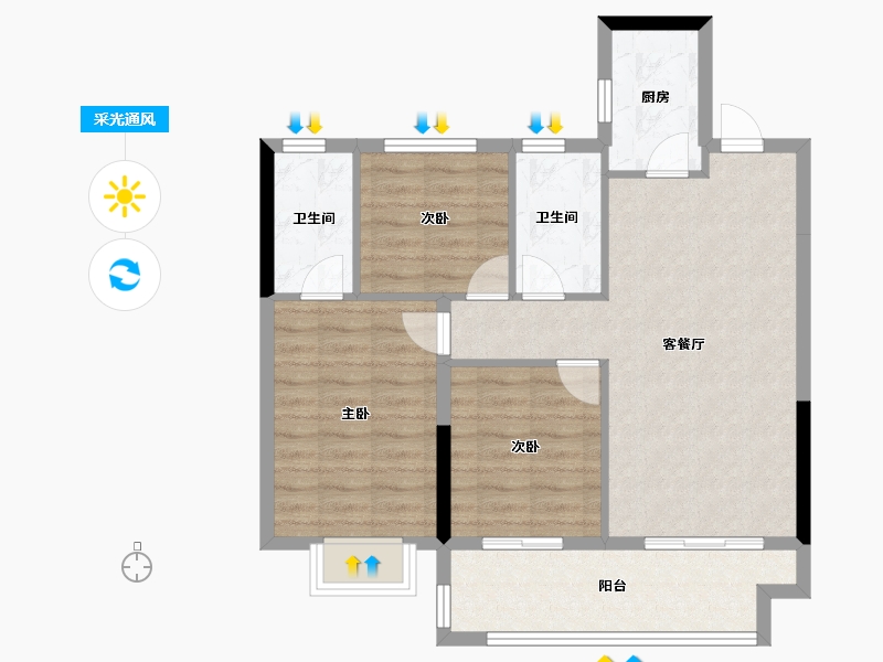 江西省-赣州市-星州润达城·璟园-77.61-户型库-采光通风