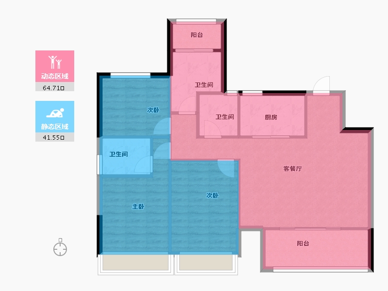 浙江省-衢州市-华达美好广场宸园-96.77-户型库-动静分区