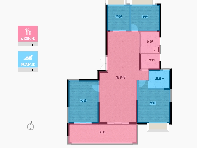 湖北省-荆州市-楚天都市·御湖—品-114.41-户型库-动静分区