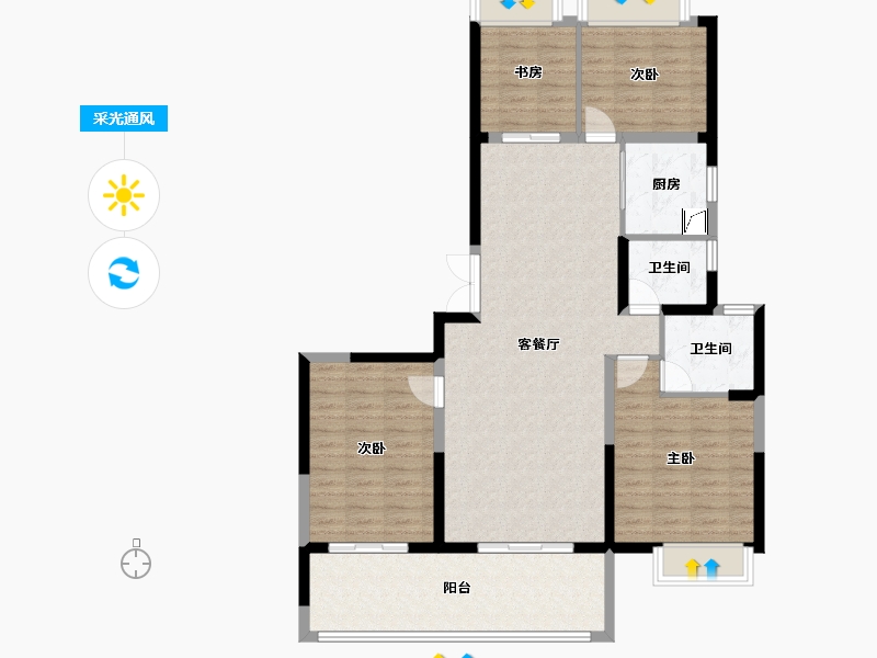 湖北省-荆州市-楚天都市·御湖—品-114.41-户型库-采光通风