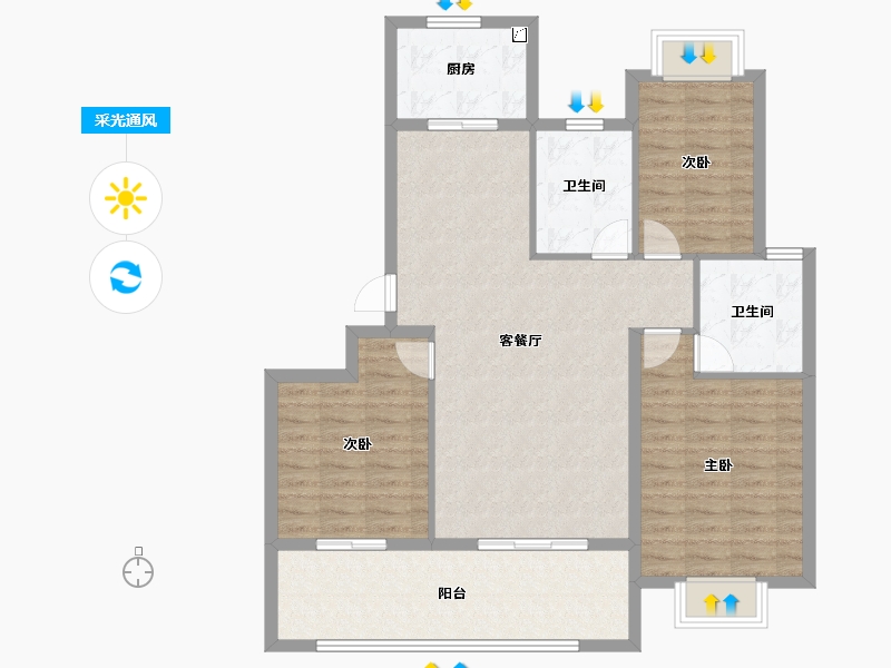 湖北省-黄冈市-长安世纪城-103.20-户型库-采光通风