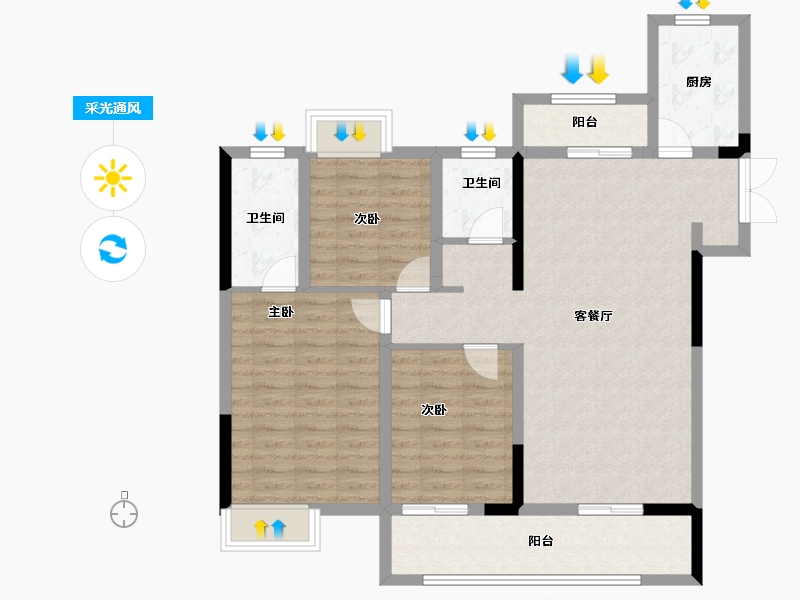 湖北省-宜昌市-弘洋·新都汇-99.90-户型库-采光通风