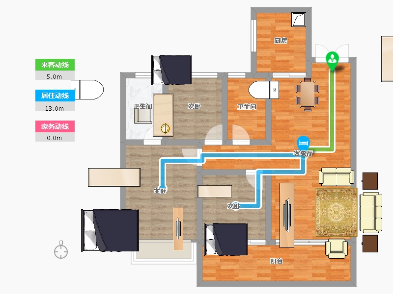 江苏省-淮安市-碧桂园水沐·云顶-86.41-户型库-动静线