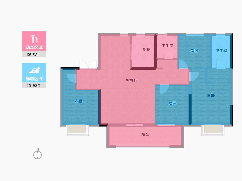 湖北省-宜昌市-福星惠誉金色华府-110.70-户型库-动静分区