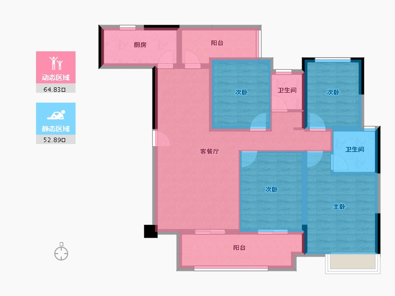 湖北省-宜昌市-公园大观-104.58-户型库-动静分区