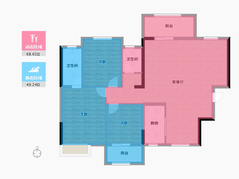 湖北省-宜昌市-公园大观-106.69-户型库-动静分区