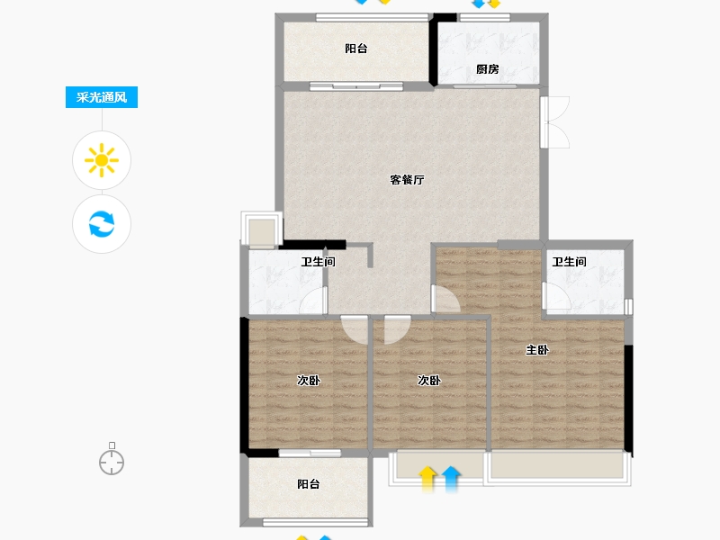 福建省-南平市-坤润金瓯湾-112.85-户型库-采光通风