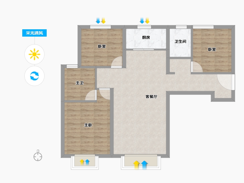 河北省-保定市-领地锦尚蘭台-78.97-户型库-采光通风