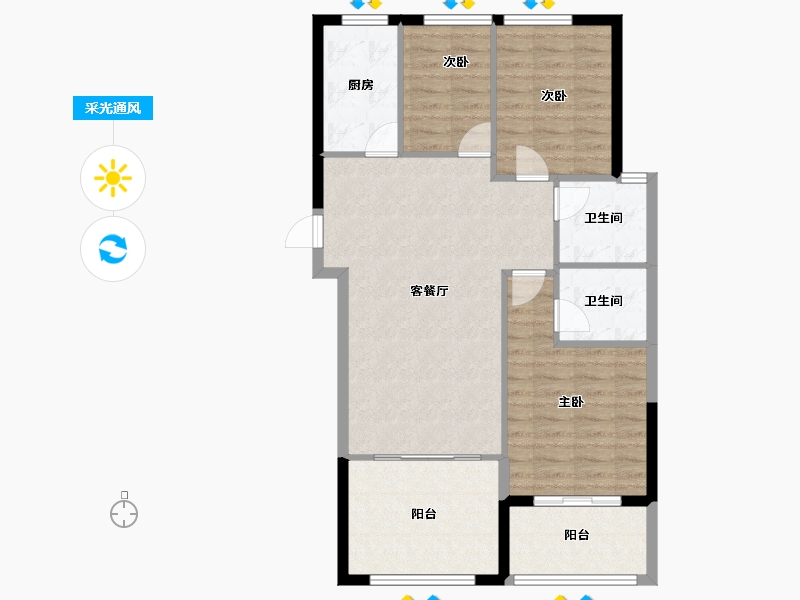 福建省-南平市-建瓯宏林世纪城-89.77-户型库-采光通风