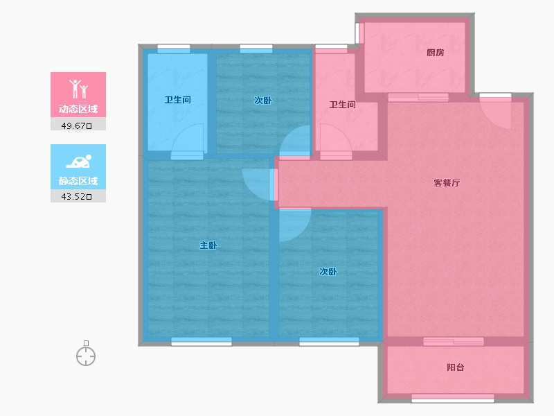 内蒙古自治区-呼和浩特市-城中九著-83.20-户型库-动静分区