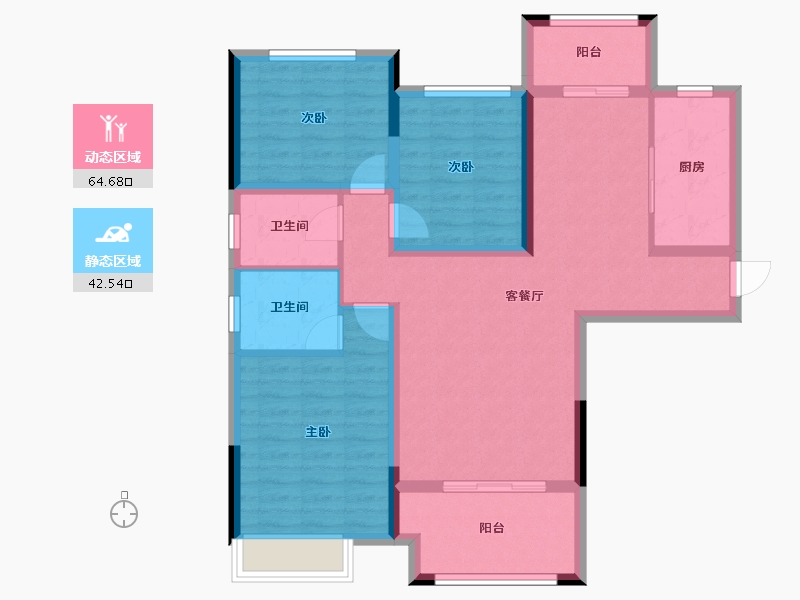 湖北省-宜昌市-公园大观-95.37-户型库-动静分区