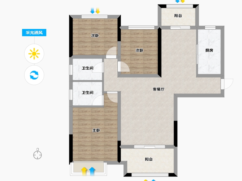 湖北省-宜昌市-公园大观-95.37-户型库-采光通风