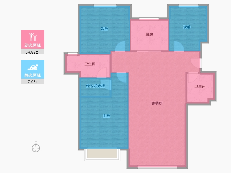 宁夏回族自治区-银川市-建博花园-102.90-户型库-动静分区