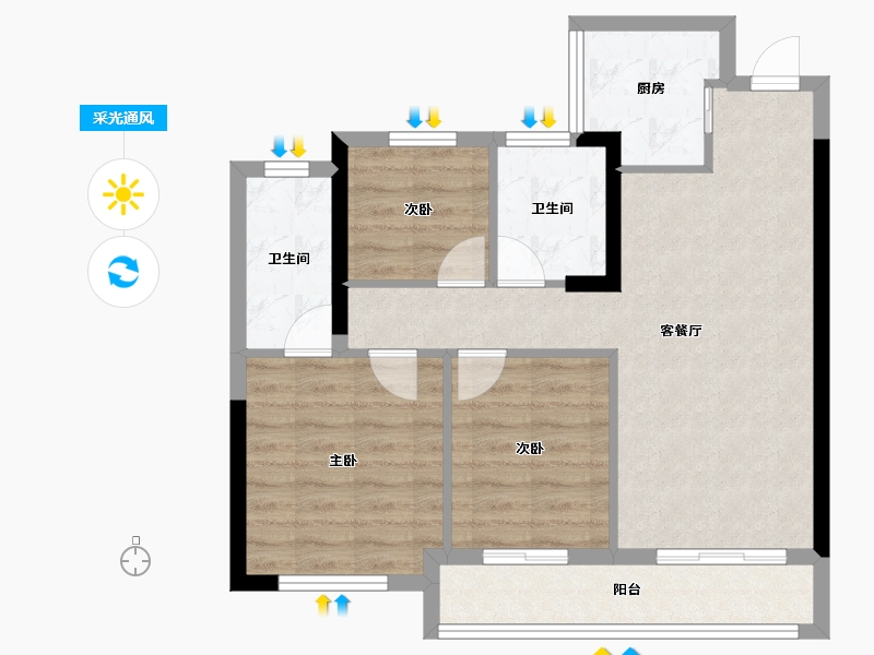 福建省-南平市-瓯龙壹号院-71.67-户型库-采光通风