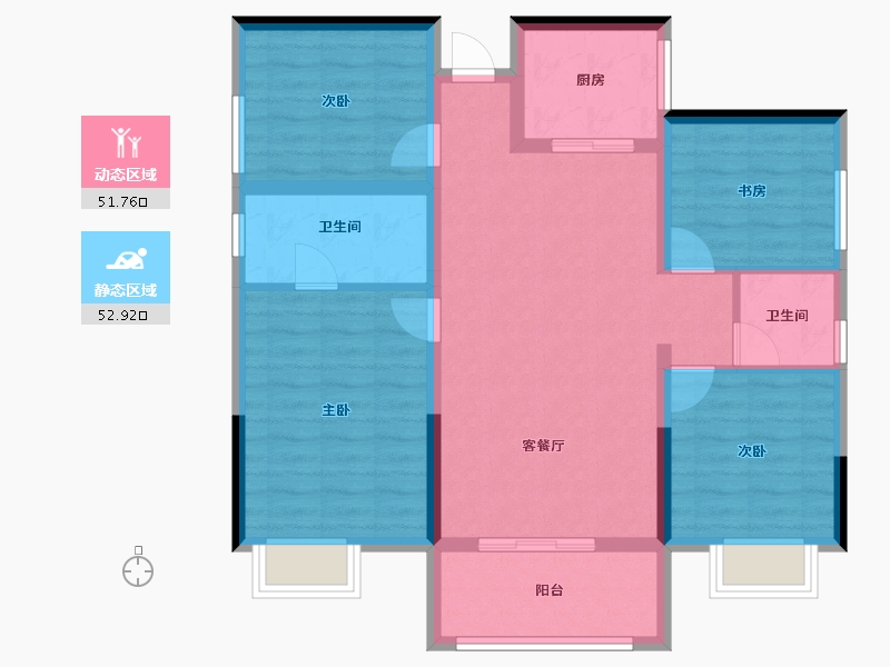 湖北省-宜昌市-公园大观-93.57-户型库-动静分区