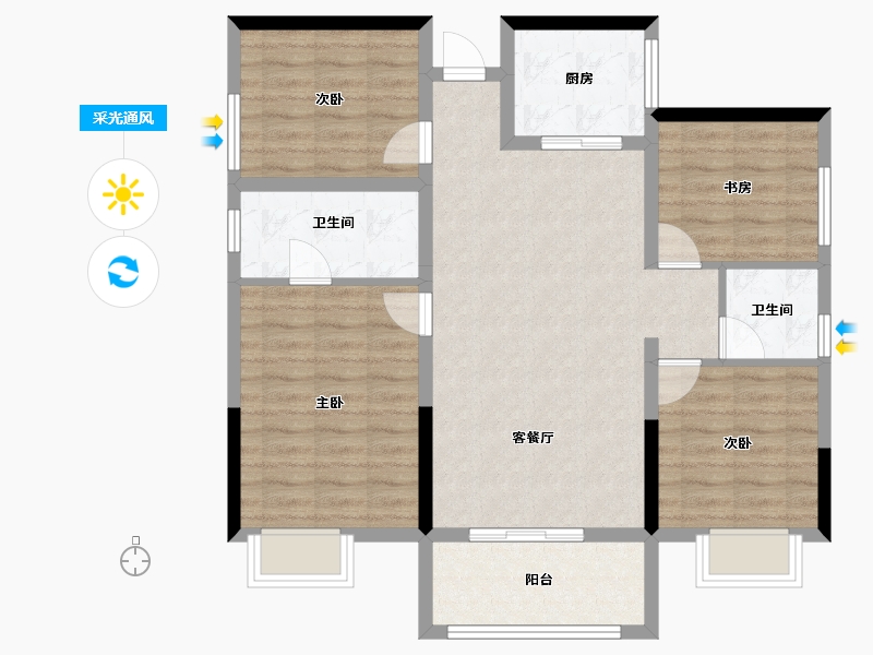 湖北省-宜昌市-公园大观-93.57-户型库-采光通风