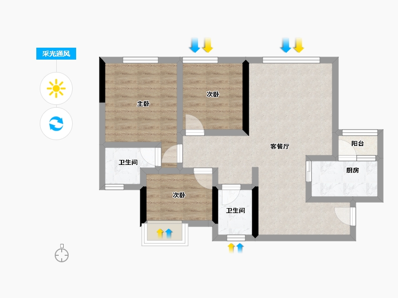 四川省-遂宁市-卓同麓溪臺-65.54-户型库-采光通风