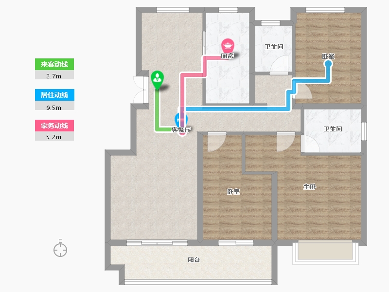 安徽省-蚌埠市-山水文园-106.64-户型库-动静线