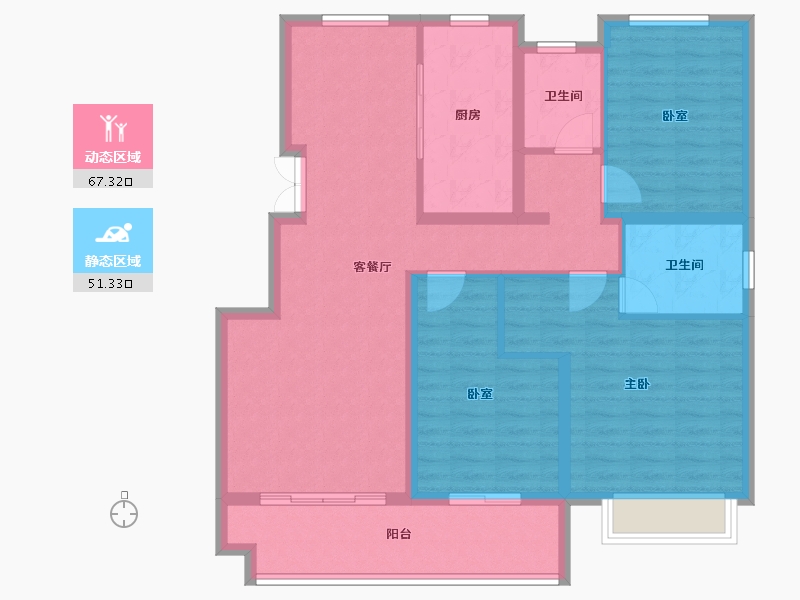 安徽省-蚌埠市-山水文园-106.64-户型库-动静分区