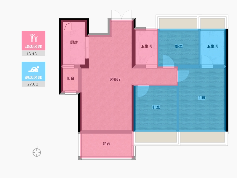 广东省-湛江市-福濠华庭-74.95-户型库-动静分区