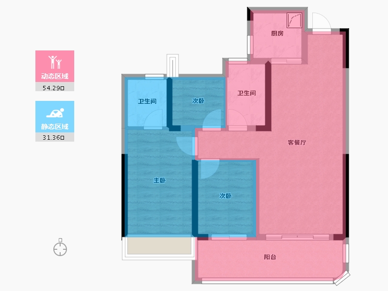 湖北省-荆州市-鼎仁公园雅集-75.69-户型库-动静分区