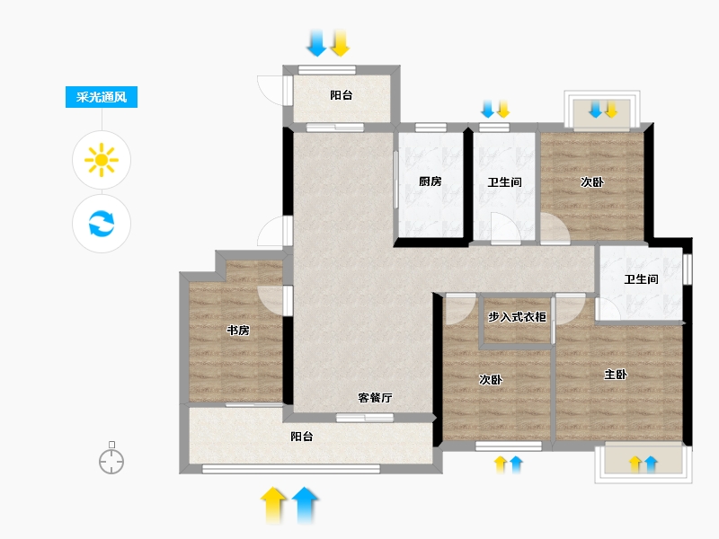 湖北省-宜昌市-四季港湾-93.16-户型库-采光通风