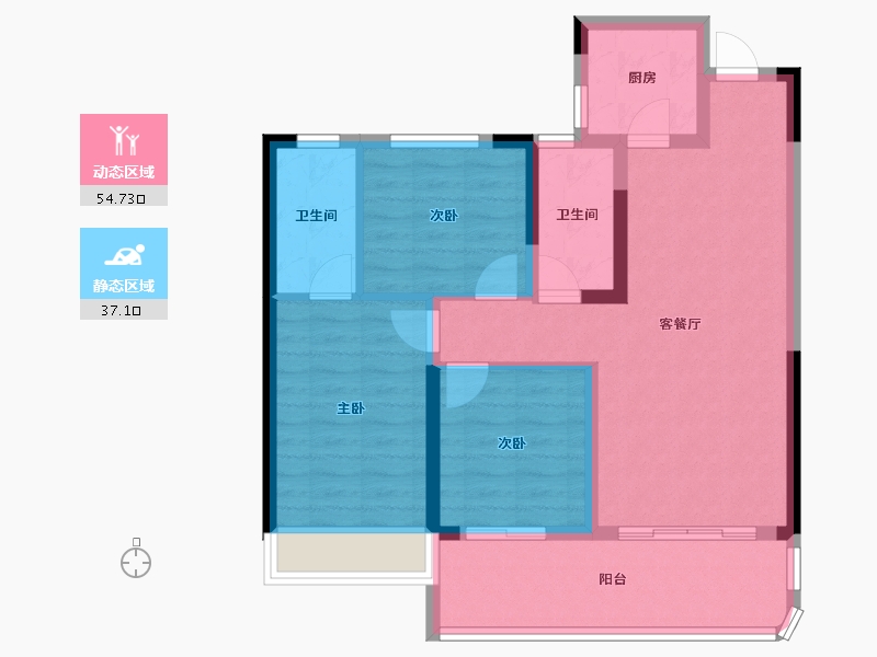 湖北省-荆州市-鼎仁公园雅集-81.81-户型库-动静分区