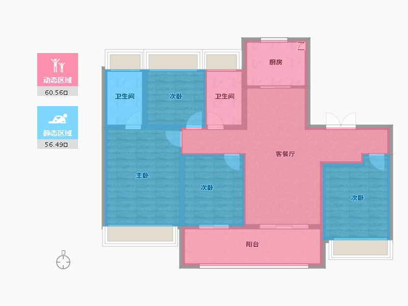 江苏省-扬州市-卓越晴翠-104.81-户型库-动静分区