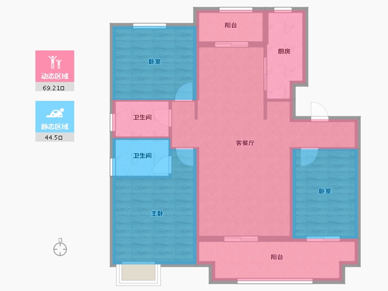 河南省-三门峡市-嵩基如意府-101.93-户型库-动静分区