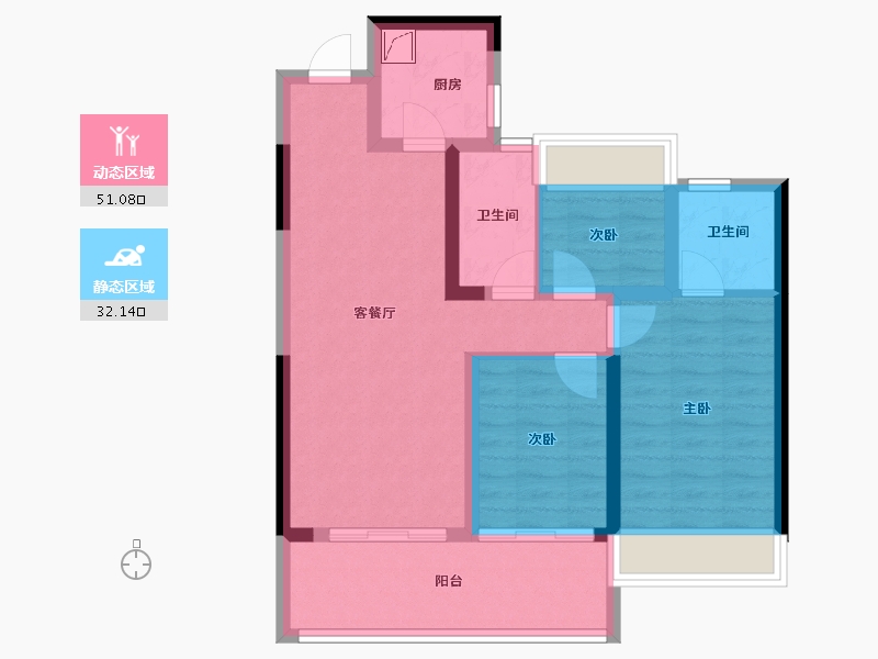 湖北省-荆州市-鼎仁公园雅集-73.27-户型库-动静分区