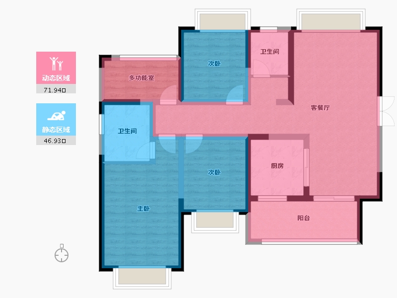 广东省-湛江市-开元西湖春天-105.25-户型库-动静分区