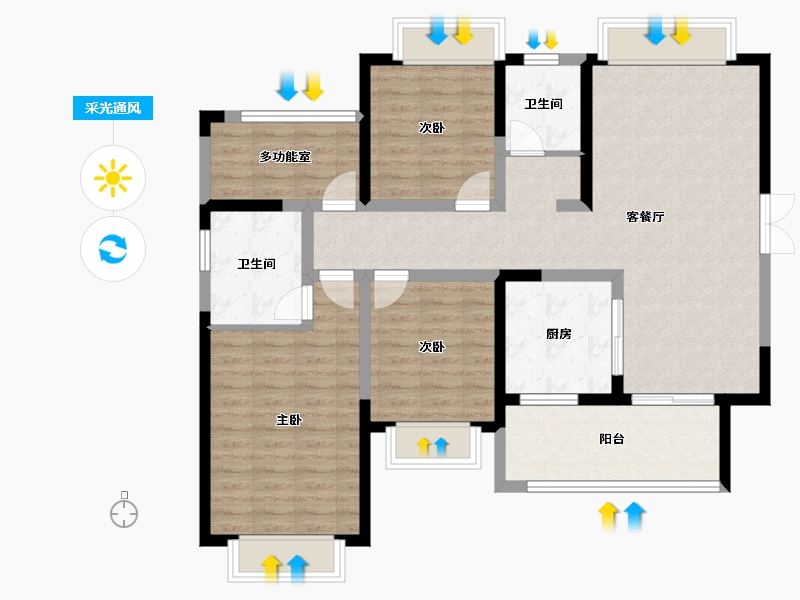 广东省-湛江市-开元西湖春天-105.25-户型库-采光通风