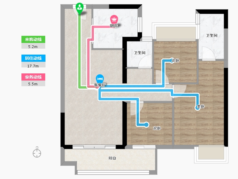 福建省-南平市-碧桂园珑樾台-71.74-户型库-动静线